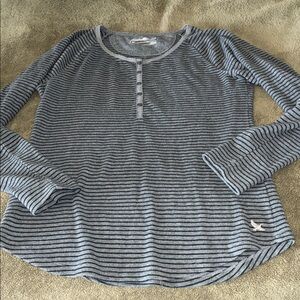 Eddie Bauer Gray Striped Long Sleeve Tee